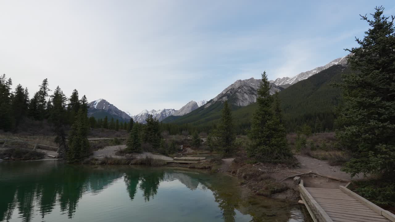 Piscine Ink Pots con acqua turchese limpida che riflette alberi sempreverdi nel Parco Nazionale di Banff