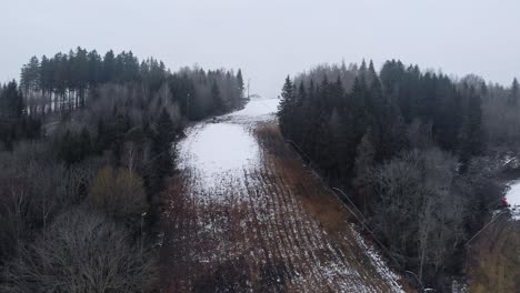 Aerial-view-of-Ski-resort-in-Winter-without-snow