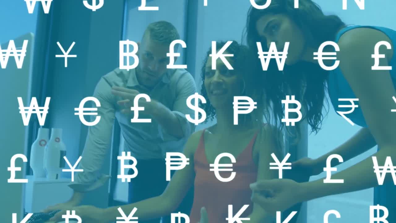 다양한 사업가들에 대한 온라인 통화 아이콘의 애니메이션