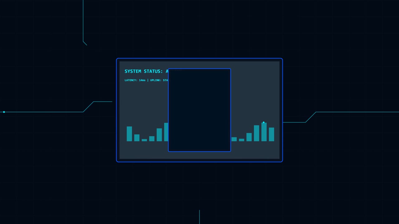 Digital System Status Interface with Animated Data Graphs