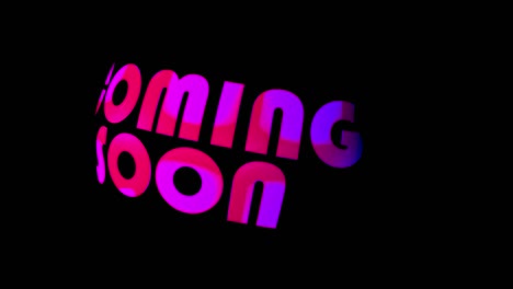 4k palabra colorida que viene pronto título - ilustración 3d de palabra aislada que viene pronto animación de bucle de rotación para ventas promover el concepto de publicidad aislar usando prores de canal alfa quicktime 4444.