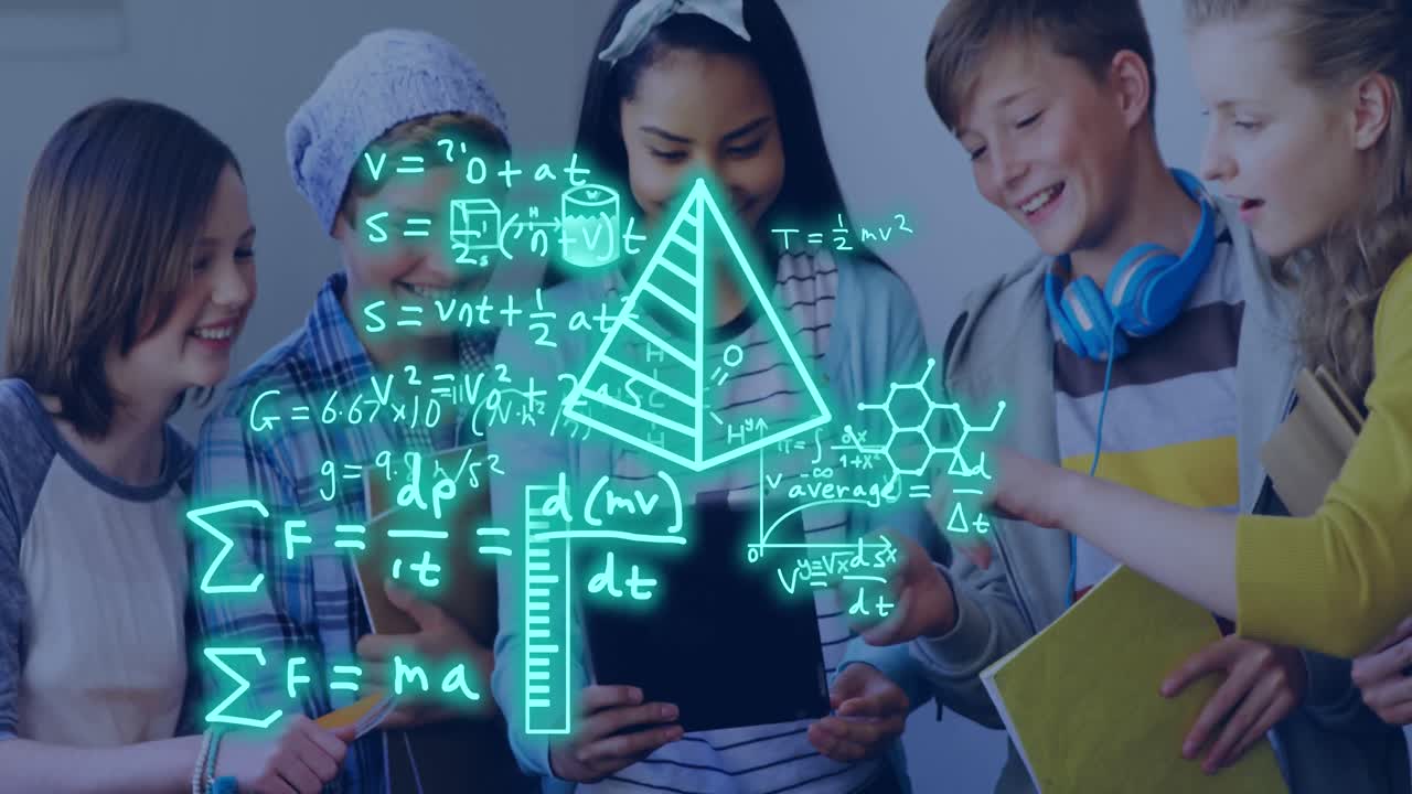 다양한 학생들에 대한 방정식의 애니메이션과 데이터 처리