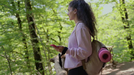 woman hiking in a forest