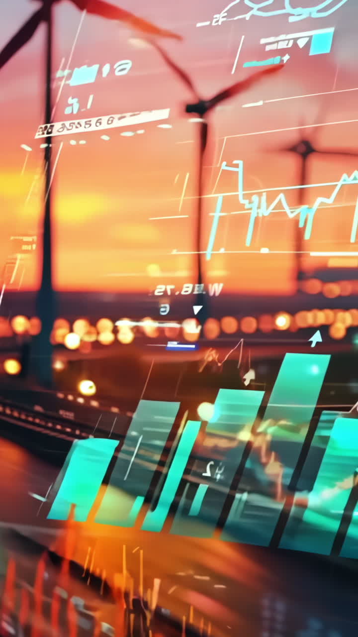 A cityscape with a lot of traffic and a lot of graphs. The graphs are showing the stock market and the traffic is showing the busy city life. Scene is busy and bustling