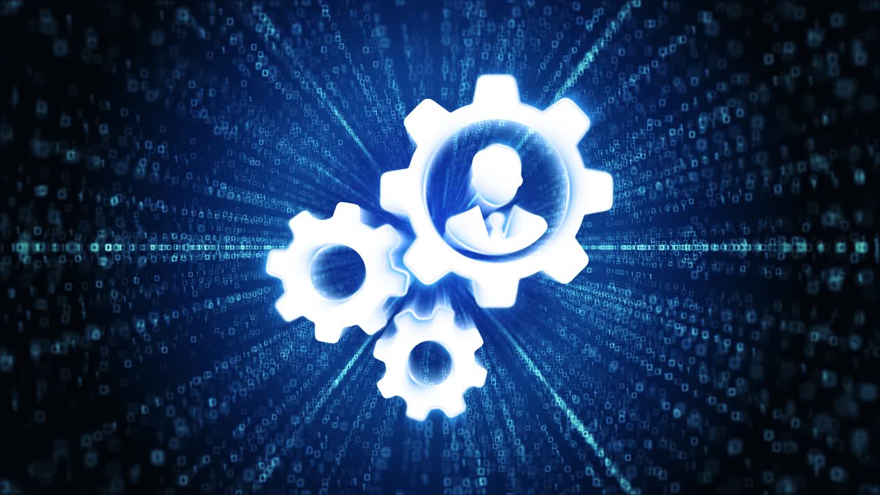 Automation icon digital cyber space loop technology tunnel animation automation futuristic