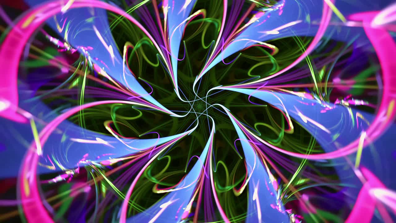 caleidoscopio fractal floral abstracto - sueño de margarita violeta - música de bucle sin fisuras vj arte de fondo de transmisión caótica colorida