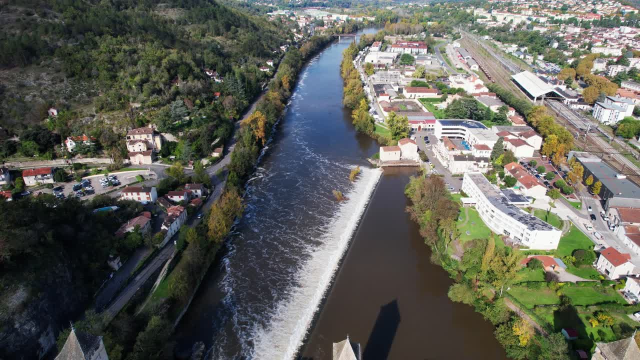 Pont Valentré over river, symbol of Cahors, historic fortification