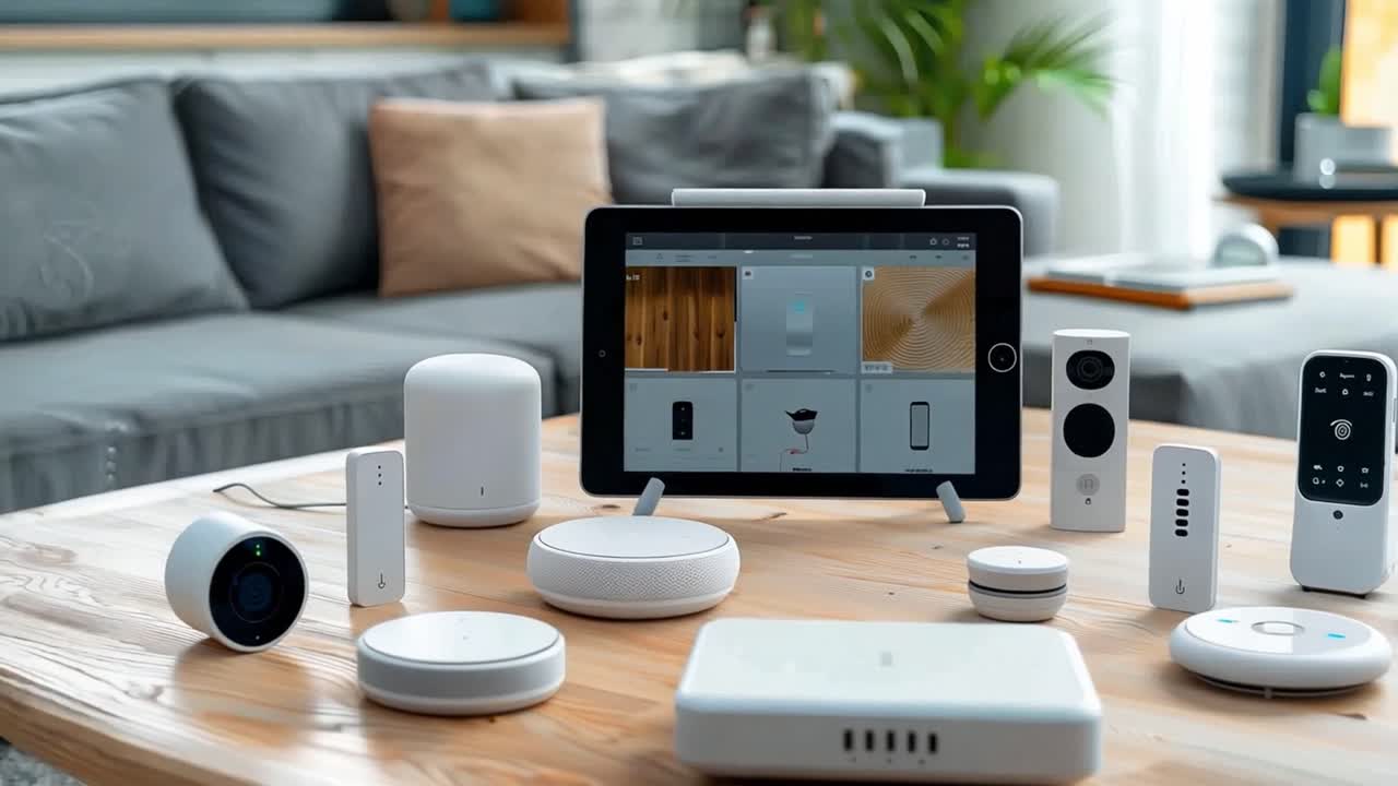 Smart Home Devices on a Table