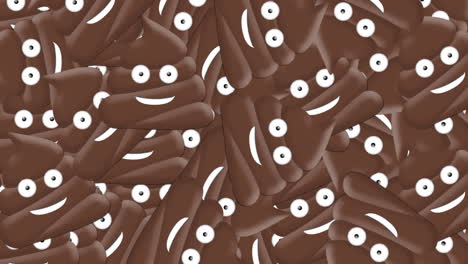 animación de múltiples emojis de caca y sonrisa