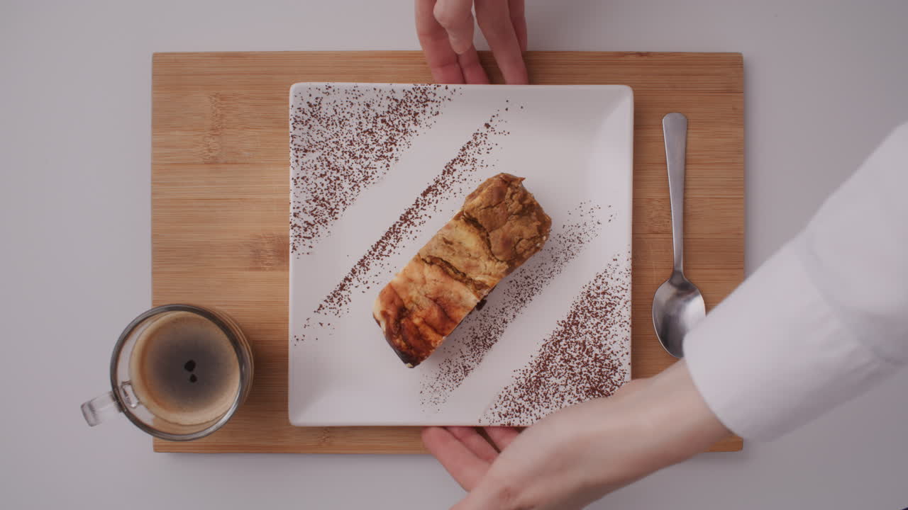 Serving a Piece of Cake with Coffee