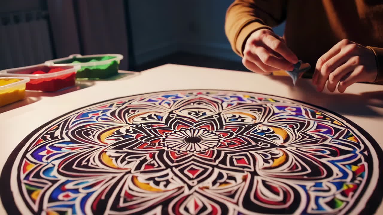 Sand Art Mandala Creation