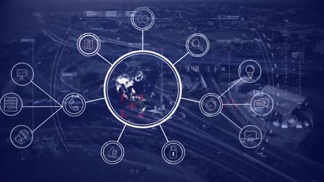 globe spinning with data and white connection network