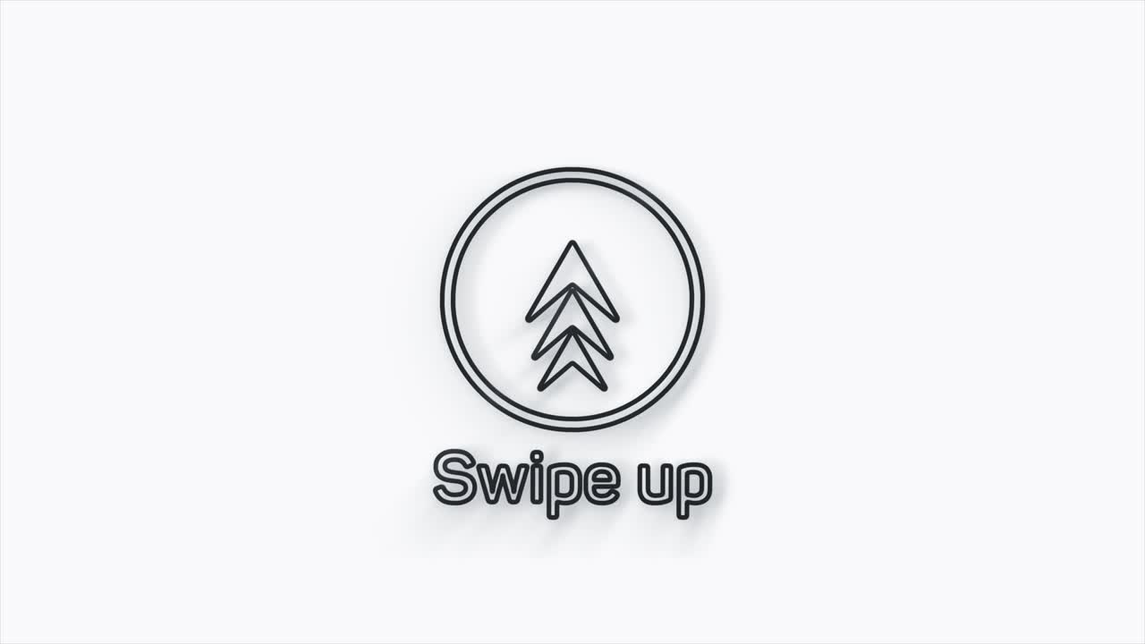 Line Swipe up animation button. Application and social network icons, swipe up for advertising. Social media scroll arrows. 4K video animation with alpha channel