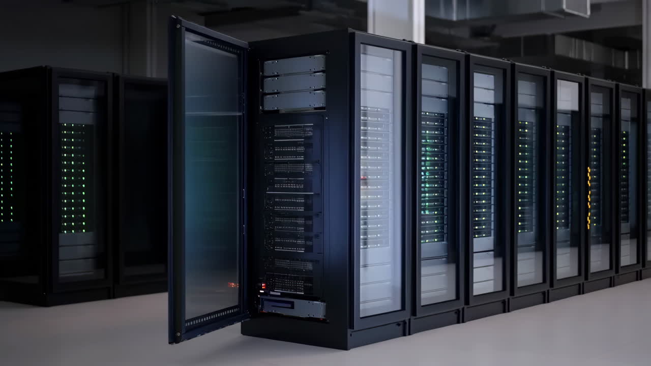 Server room with multiple server racks