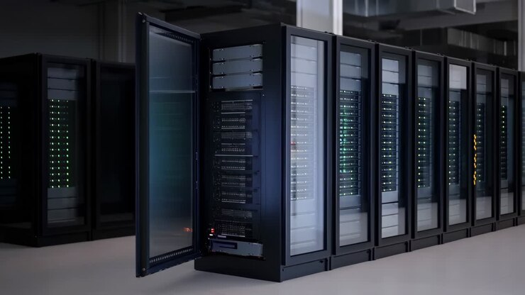 Sala server con più rack di server.