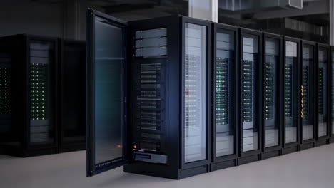 server room with multiple server racks