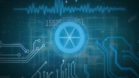 Animación-Del-Procesamiento-De-Datos,-Escaneo-De-Alcance-Y-Placa-De-Circuito-De-Computadora