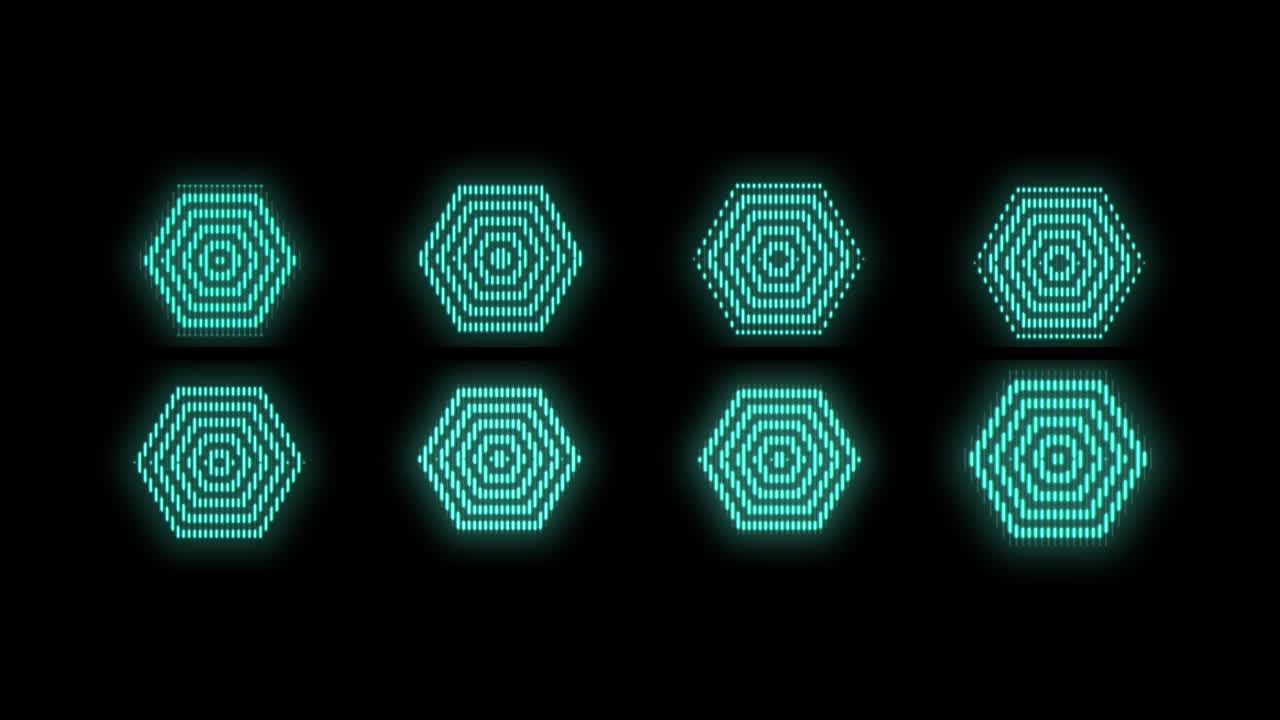 patrón de hexágonos geométricos con luz led en estilo club