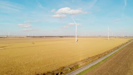 Windenergieerzeugung-In-Der-Landschaft-Im-Norden-Von-Illinois,-USA