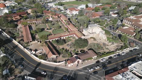 drone right pan over mission san juan capistrano