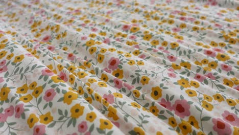 close-up of a pleated floral fabric