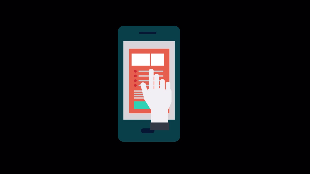 Mano che scorre e tocca su un'interfaccia di app per smartphone