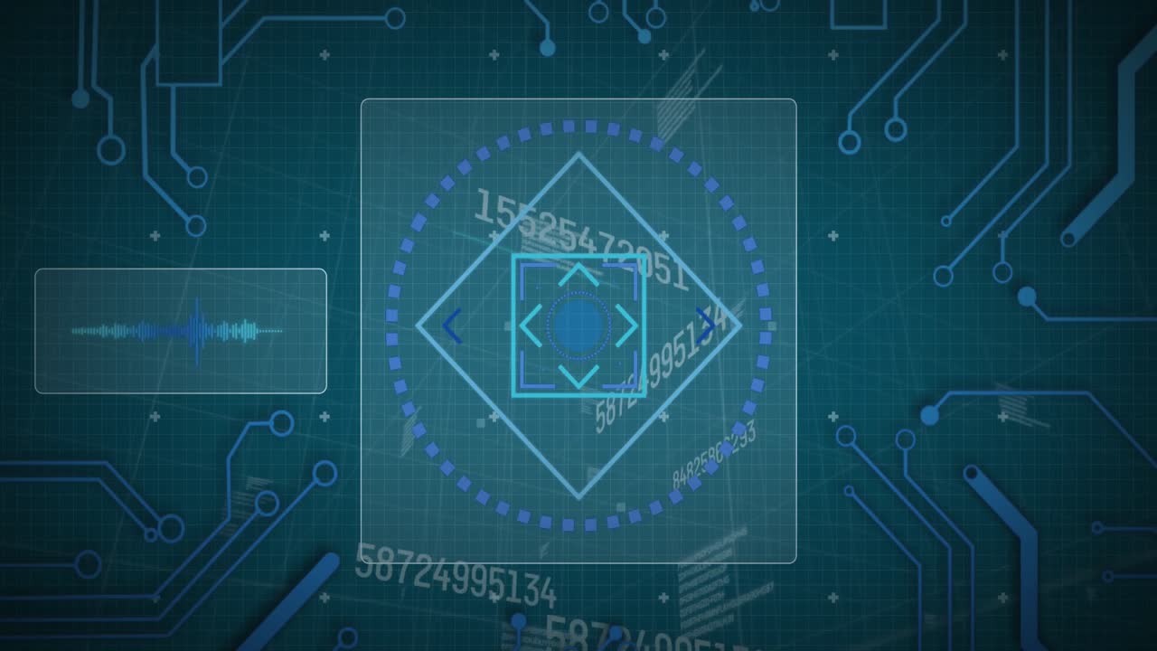 Animation of scope scanning, numbers changing and data processing