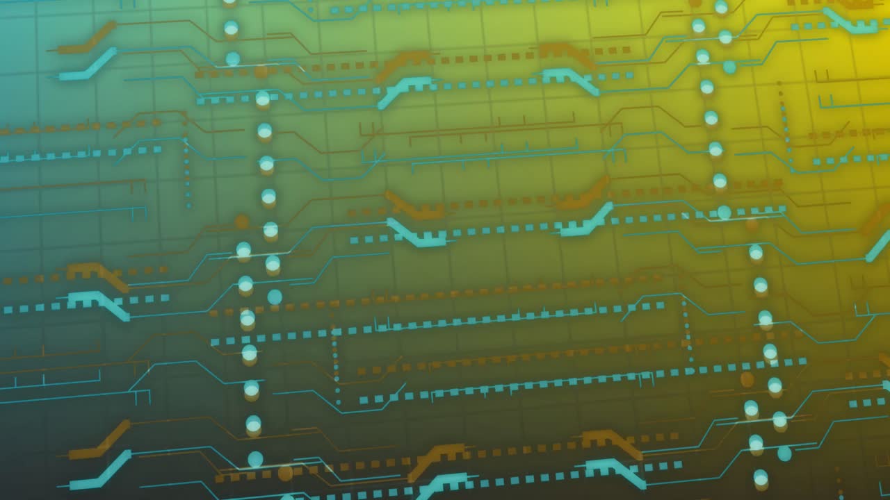 회로판을 통한 연결 및 데이터 처리의 애니메이션