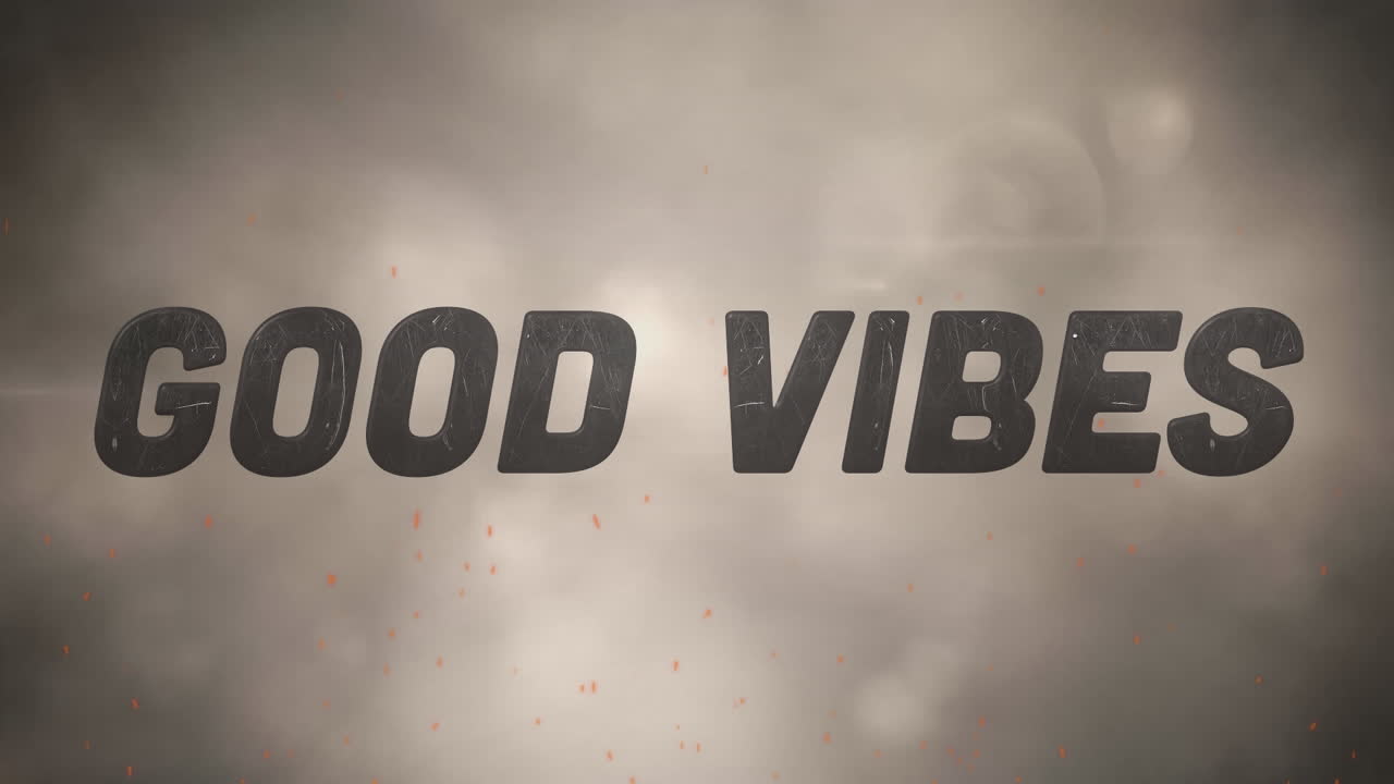 animación de buenas vibraciones texto sobre nubes en el fondo