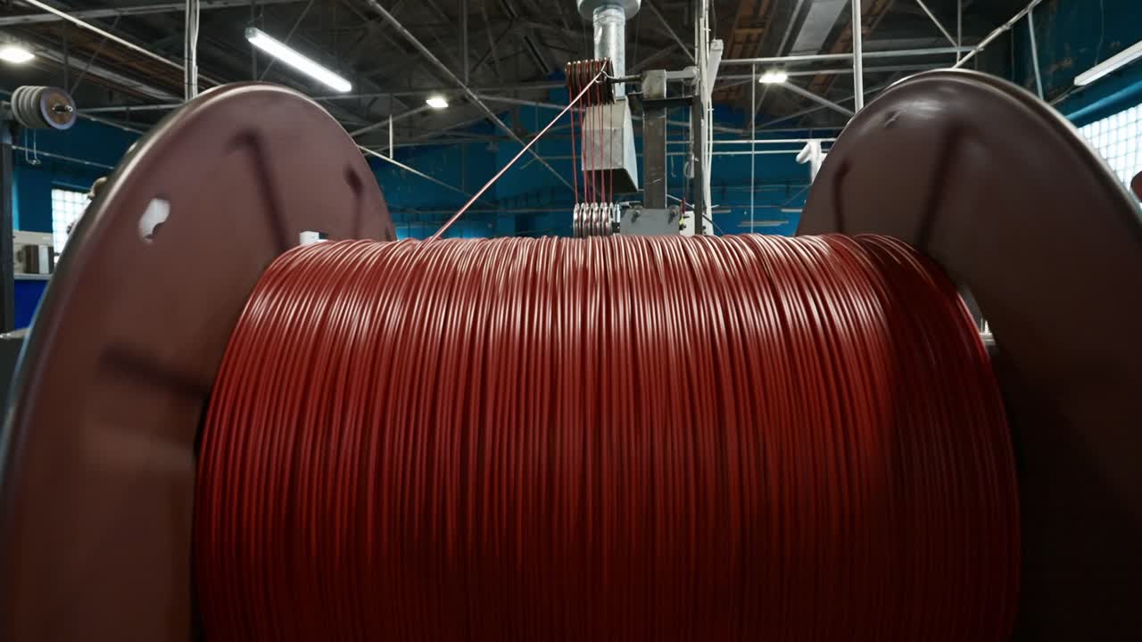 producción de cables rojos en una fábrica