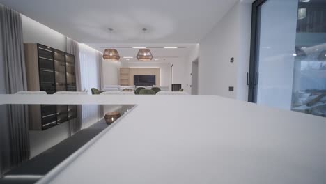 video of interior room design and decoration modern minimal style living and dining area studio apartment.