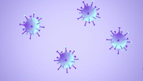 animation of covid 19 cells on purple background