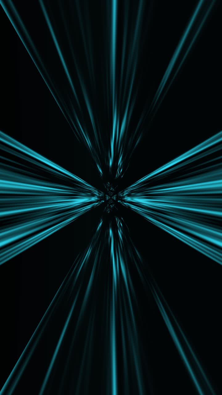 Light beams expanding in a kaleidoscopic tunnel. 3d animation loop