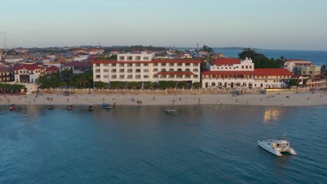 Flying-In-On-Zanzibar-Beach-Hotels-As-Boats-Arrive