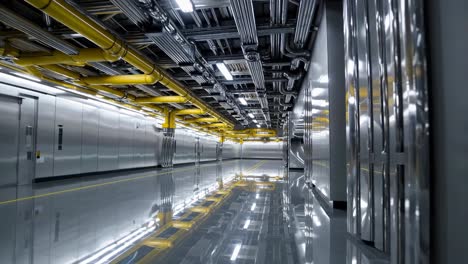 industrial facility interior with piping and metal walls