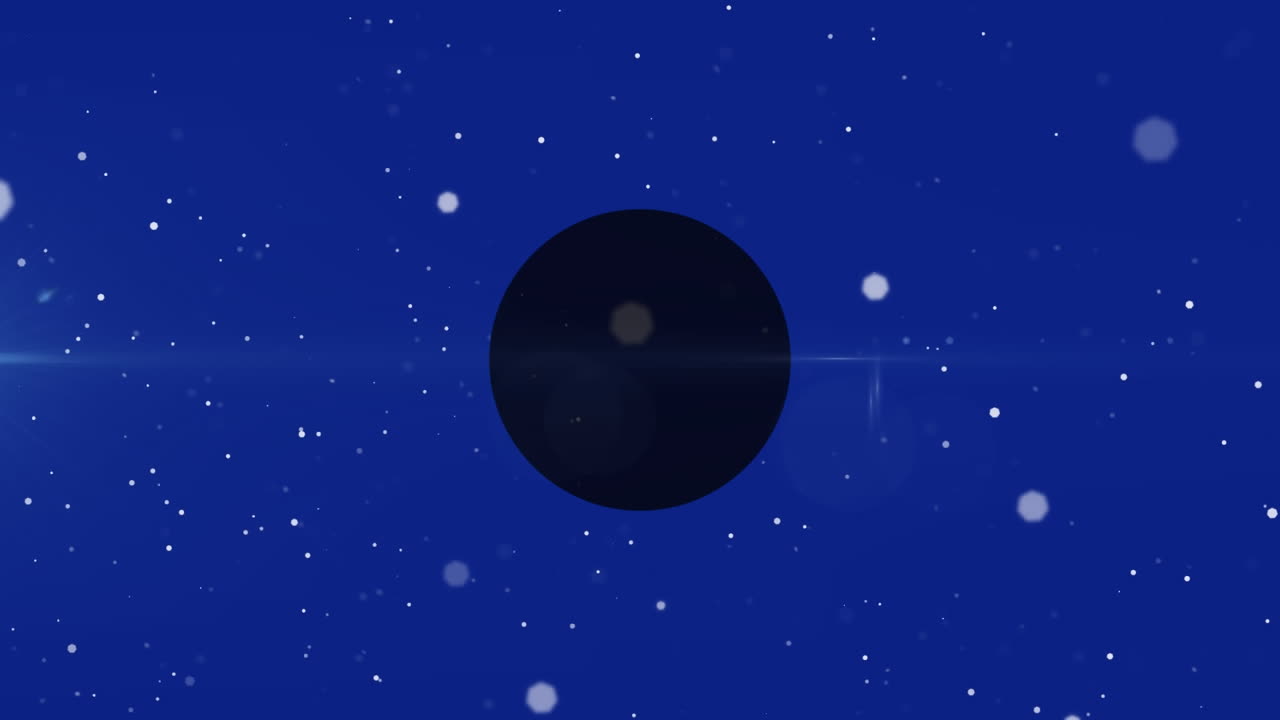 estructuras moleculares flotando contra una bandera redonda negra con espacio de copia contra un fondo azul