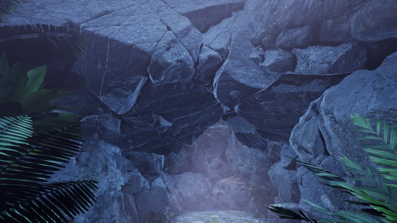 luz del sol dentro de una cueva misteriosa