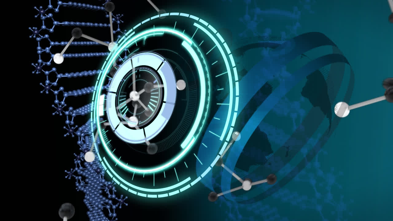 스 스캔, dna 스트랜드 및 데이터 처리의 애니메이션