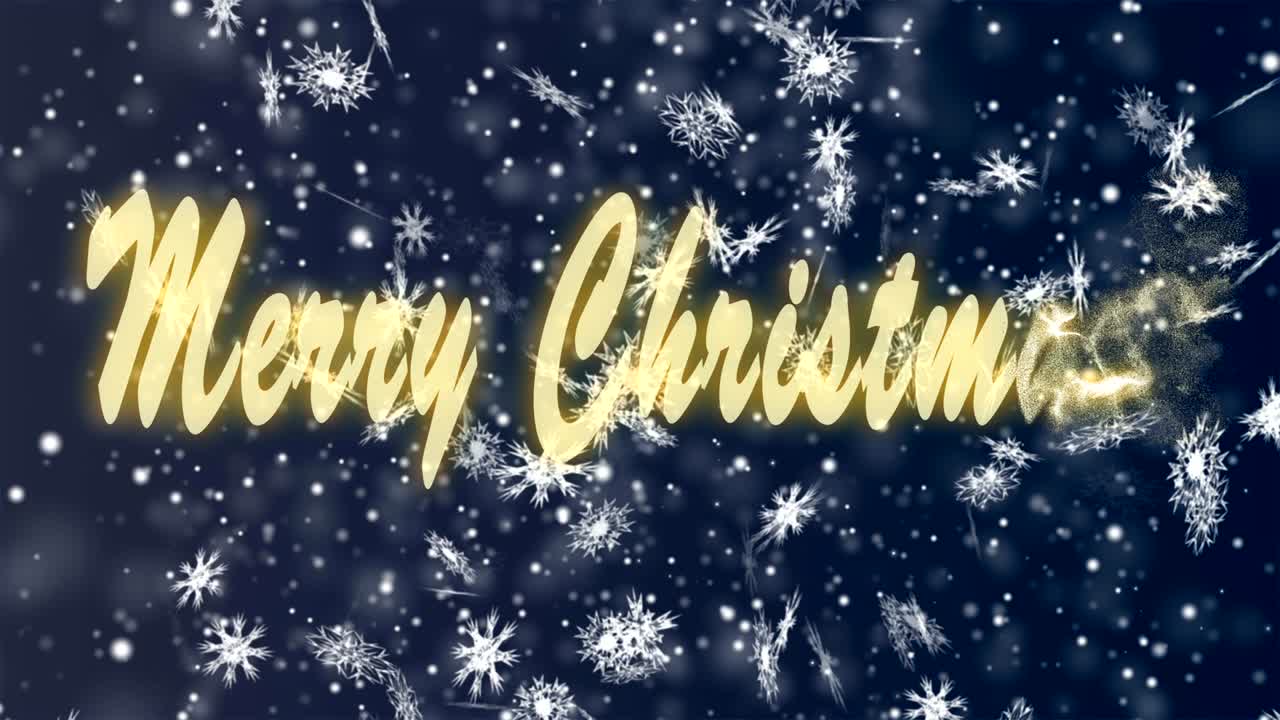 파란색 배경에 눈송이에서 메리 크리스마스 크리스마스와 새해 원활한 루핑 애니메이션