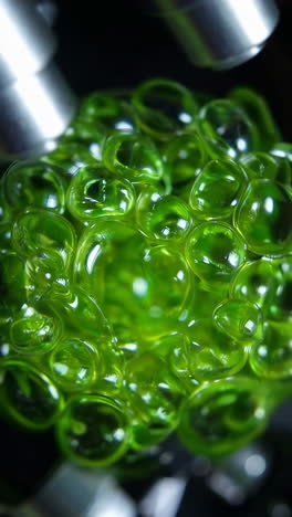 close-up of green gel bubbles