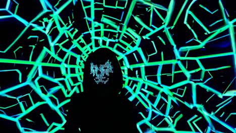 cyberpunk silhouette with glowing mask