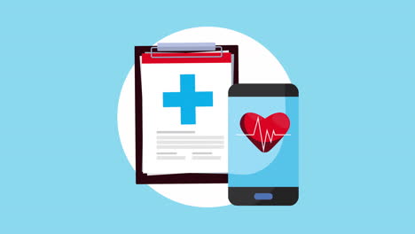 online health technology with smartphone animation