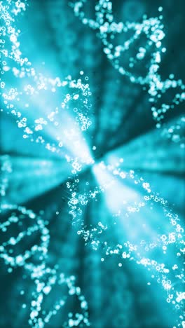 3d animation of blue colored dna helix moving in loop