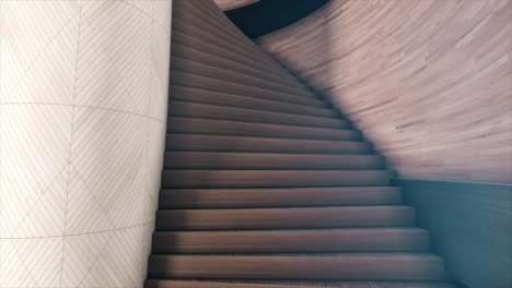 modern wooden spiral staircase in a minimalist interior