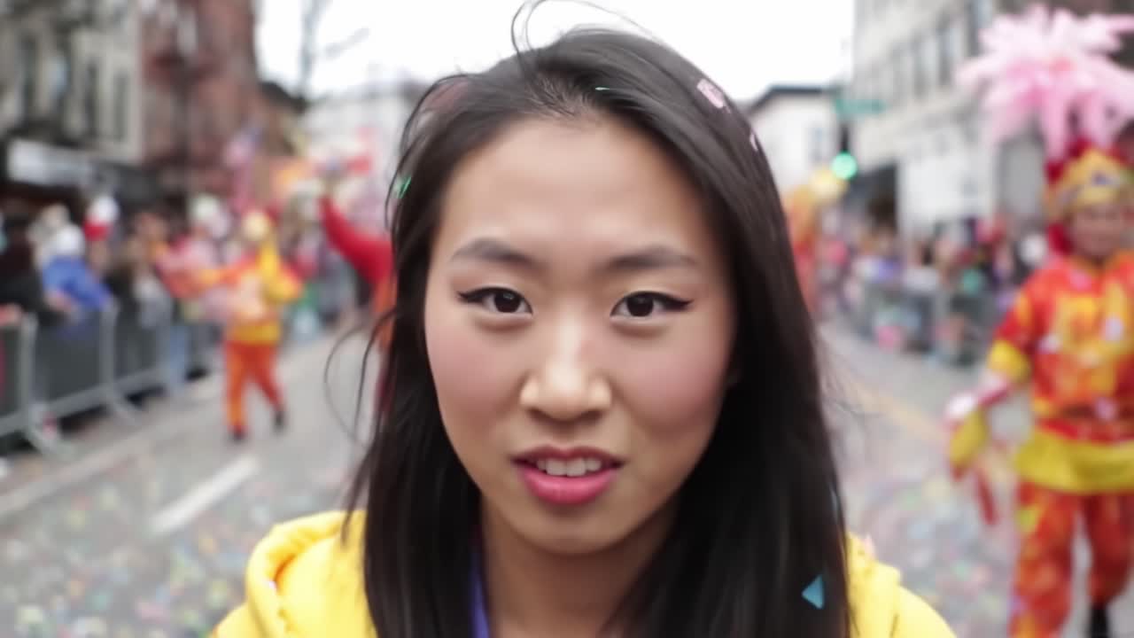 Excitement fills the air as participants take to the streets, showcasing costumes and decorations. The atmosphere is lively, with confetti and cheering crowds, creating a festive experience.