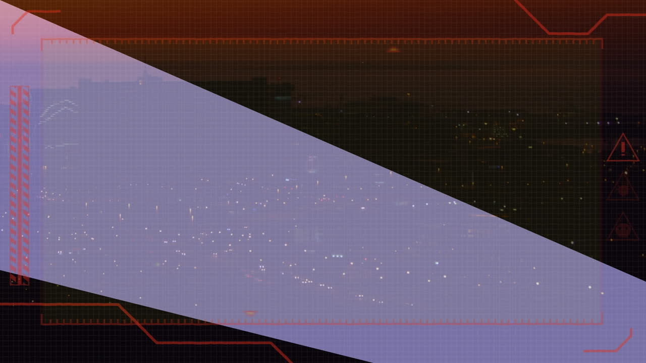 Animation of digital screen over cityscape