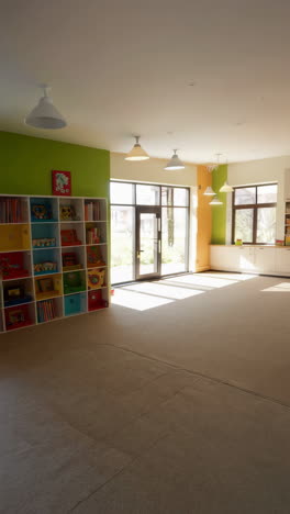 modern playroom and kitchen area