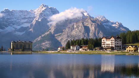 lake misurina with dolomites mountain in italy