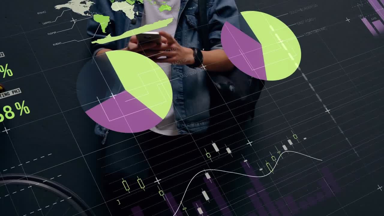 animación de estadísticas y procesamiento de datos sobre el hombre utilizando un teléfono inteligente