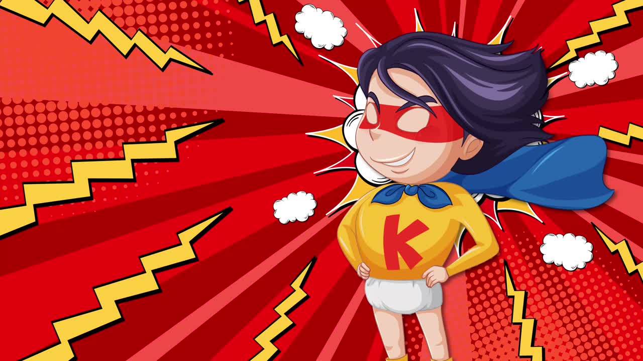 영웅은 역동적인 배경 효과로 변신합니다.